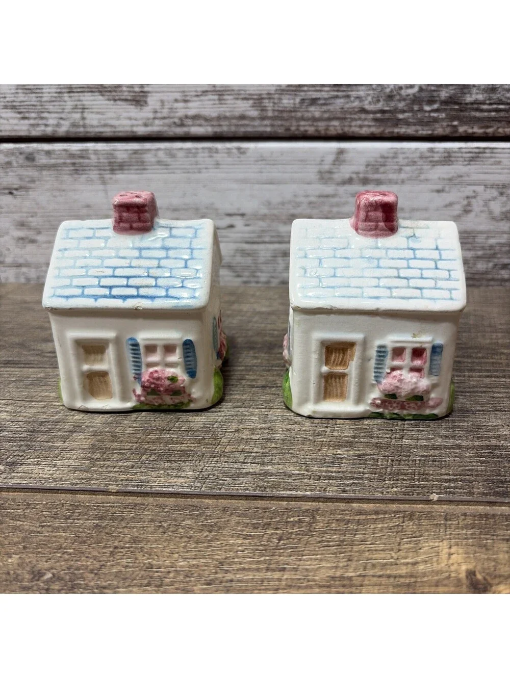 Vintage Our Town Salt & Pepper Shakers Country Cottage House Made In Brazil